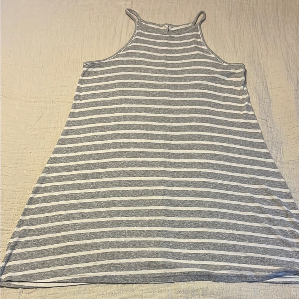 Aerie Gray and White Striped Dress